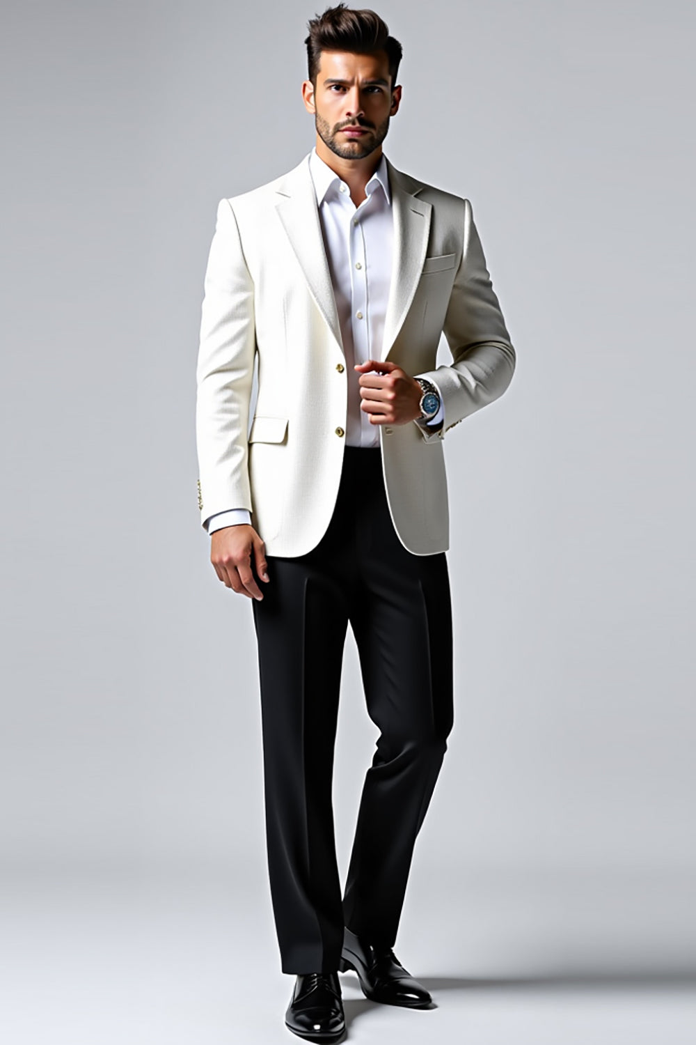 Lapela Branco Notched 2 Peças Fato Homem