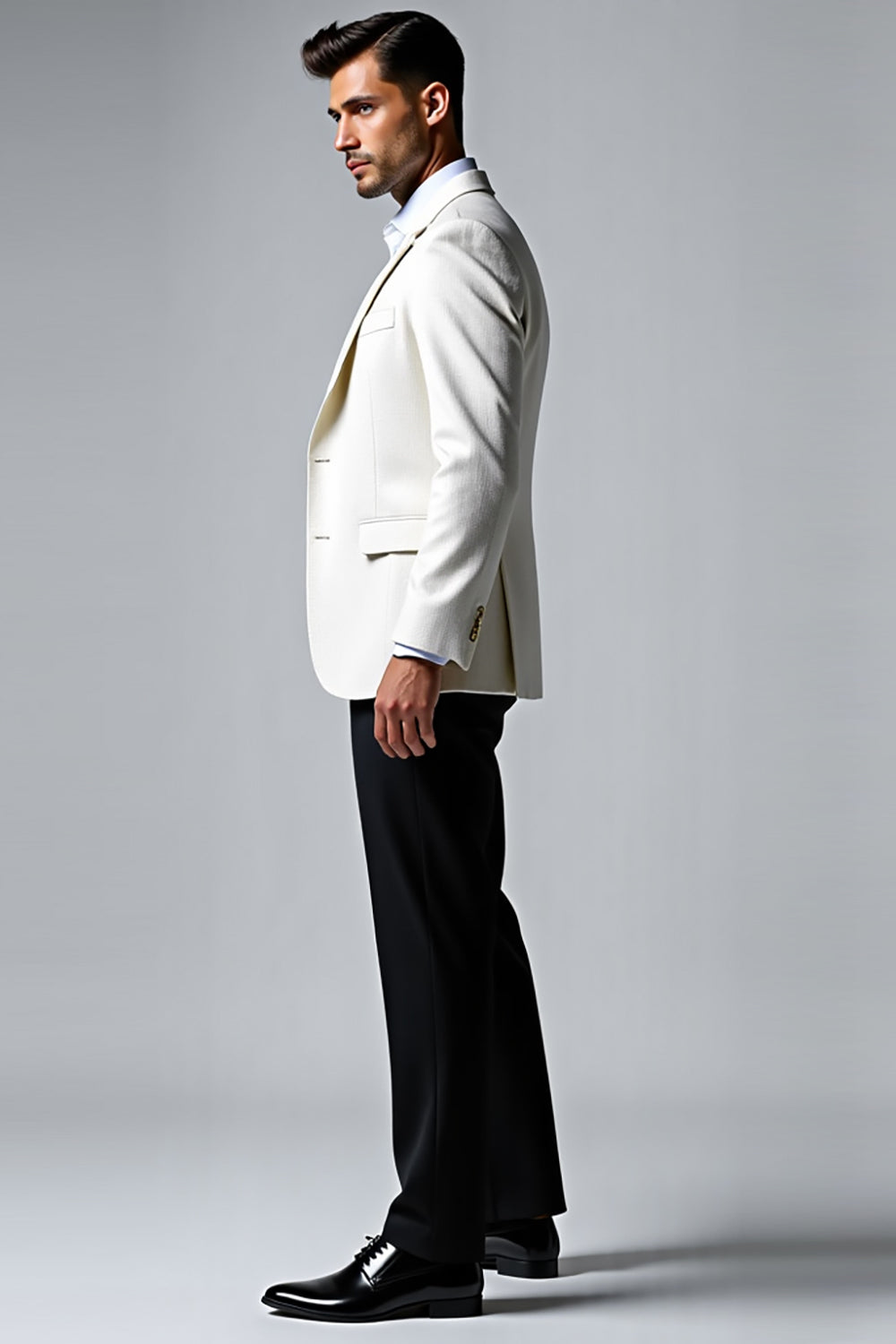 Lapela Branco Notched 2 Peças Fato Homem