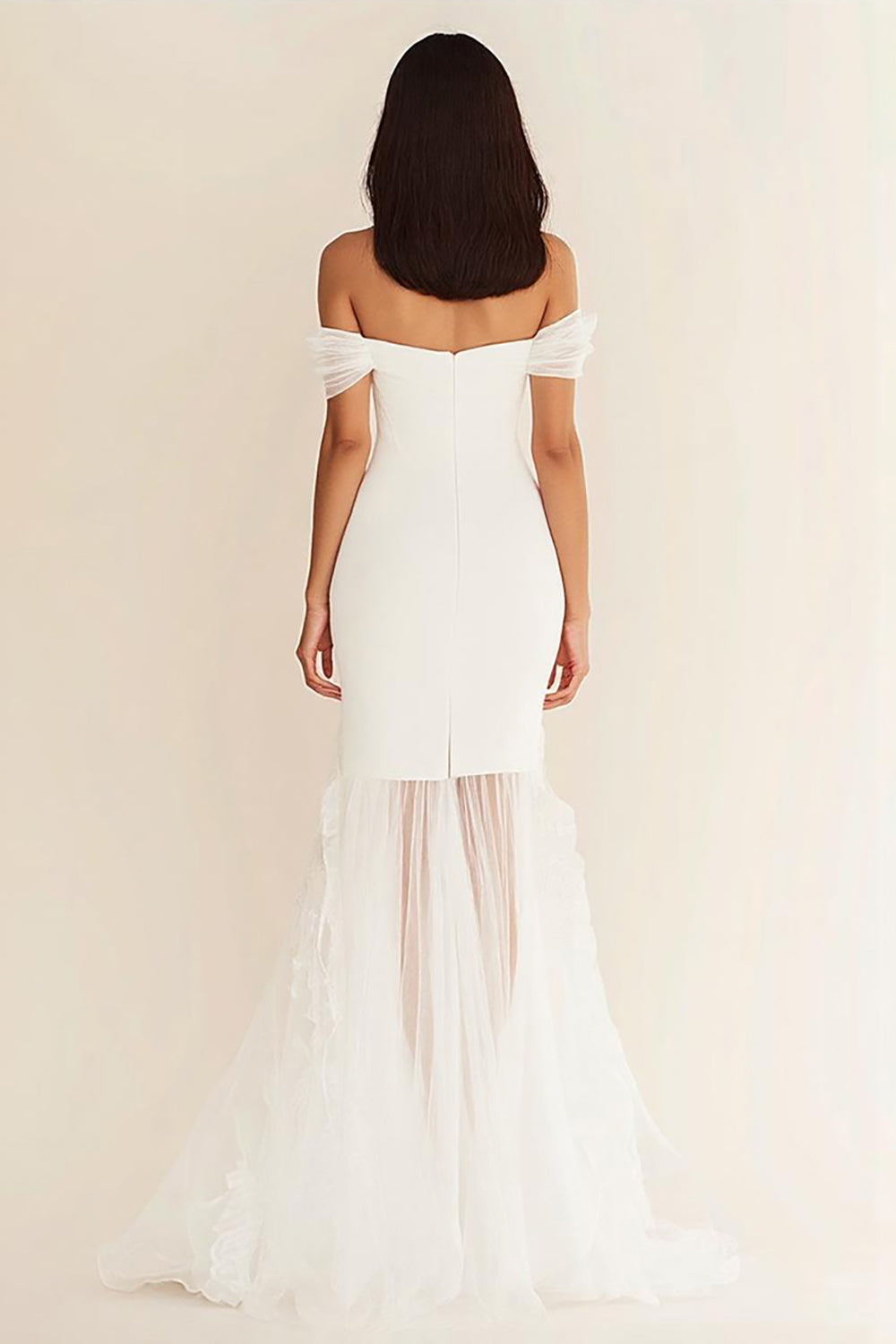 Vestido de Noiva Fora do Ombro Sereia Branco Longo