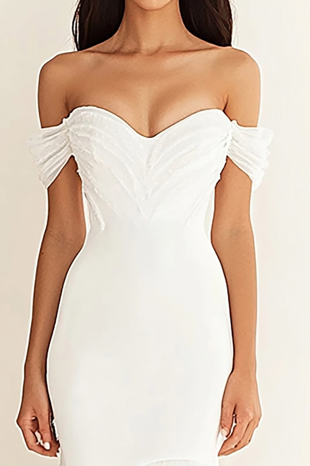 Vestido de Noiva Fora do Ombro Sereia Branco Longo
