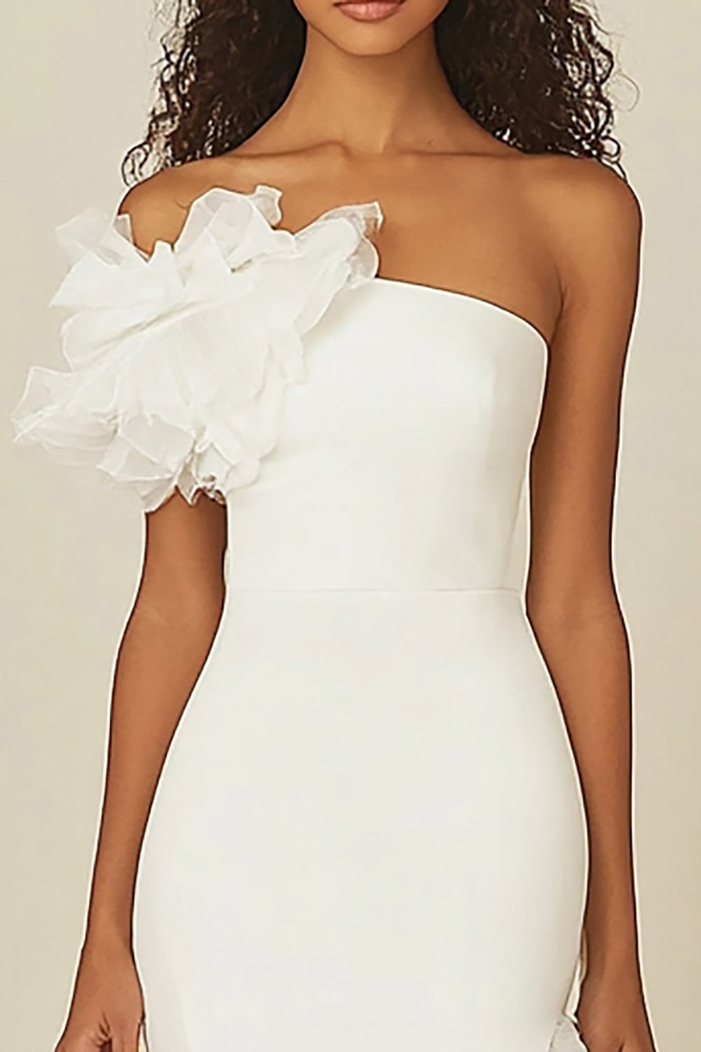 Vestidinho Branco Um Ombro Bainha Longo Babados