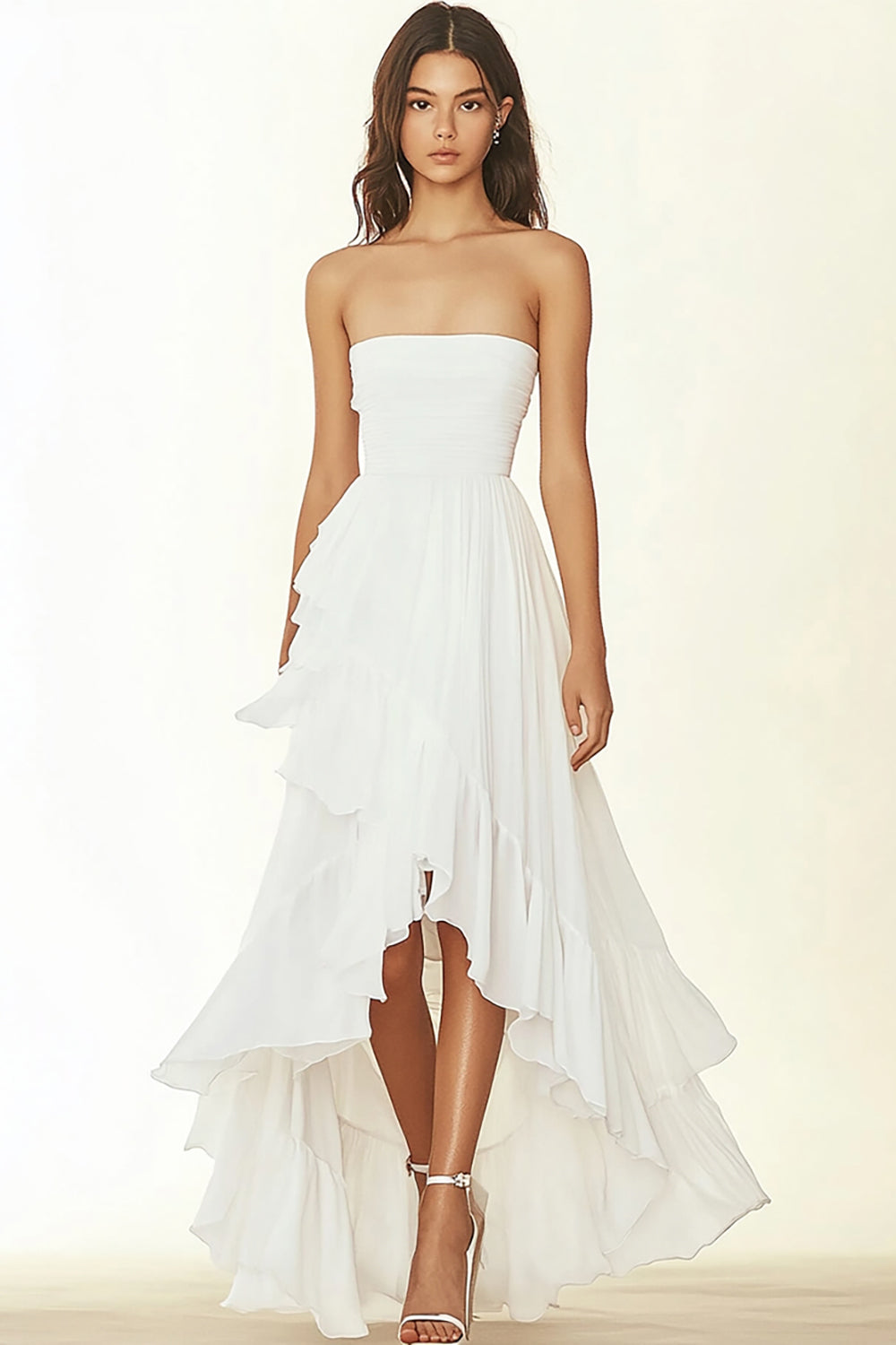 Vestido de formatura branco sem alças