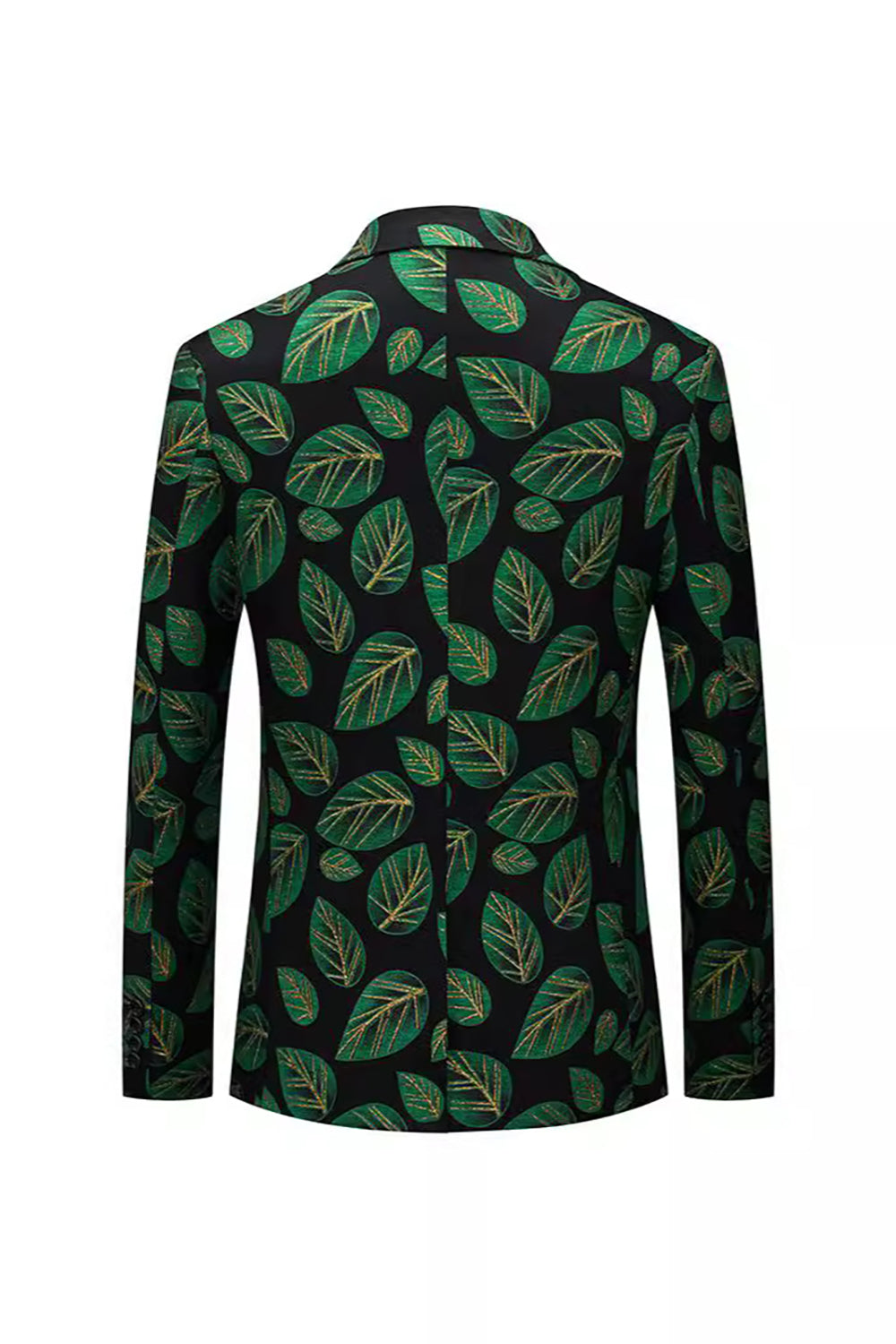 Folha Verde Escura Estampada Lapela Blazer Masculino