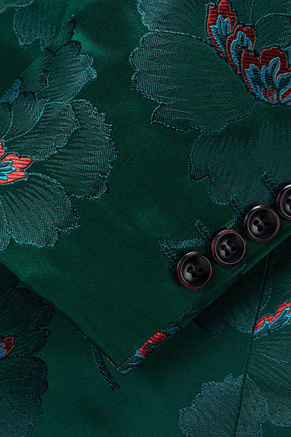 Floral Verde Escuro Notched Lapela Um Botão Blazer Masculino