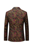 Brown Fit Floral Notched Lapela Blazer Masculino