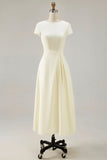 Daffodil A Line Boat Neck Vintage Cetim Long Work Dress