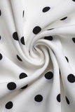 Vestido Verão Branco Preto Polka Dot Midi Cabeçada Linha-A