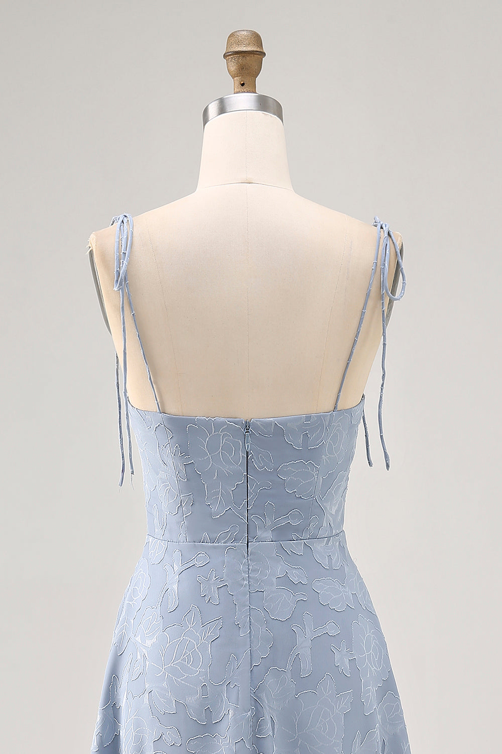 Dusty Blue A Line Midi Spaghetti Straps Vestido de Noiva com Fenda