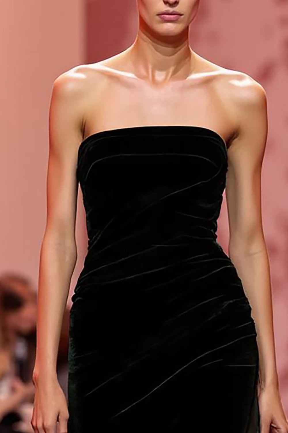 Sereia Veludo Preto Strapless Long Holiday Vestido de Festa