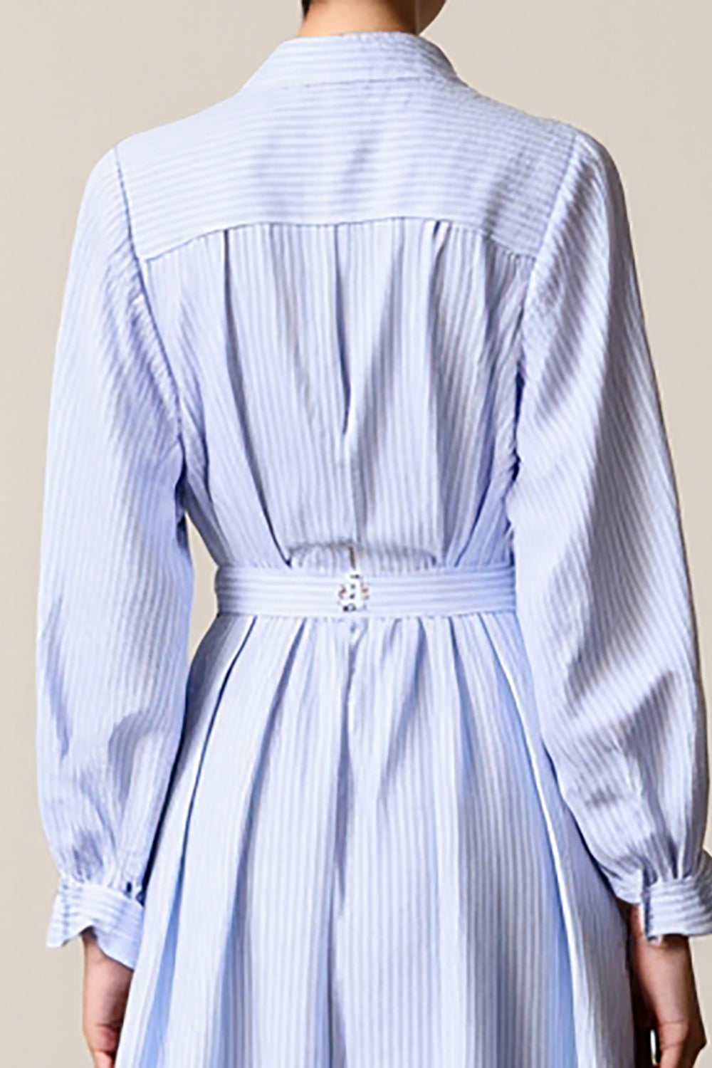 Azul Uma linha listrada midi vestido de casamento convidado