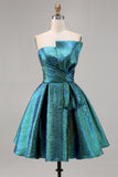 Pavão Metálico Verde Direto Linha-A Mini Vestido Cocktail