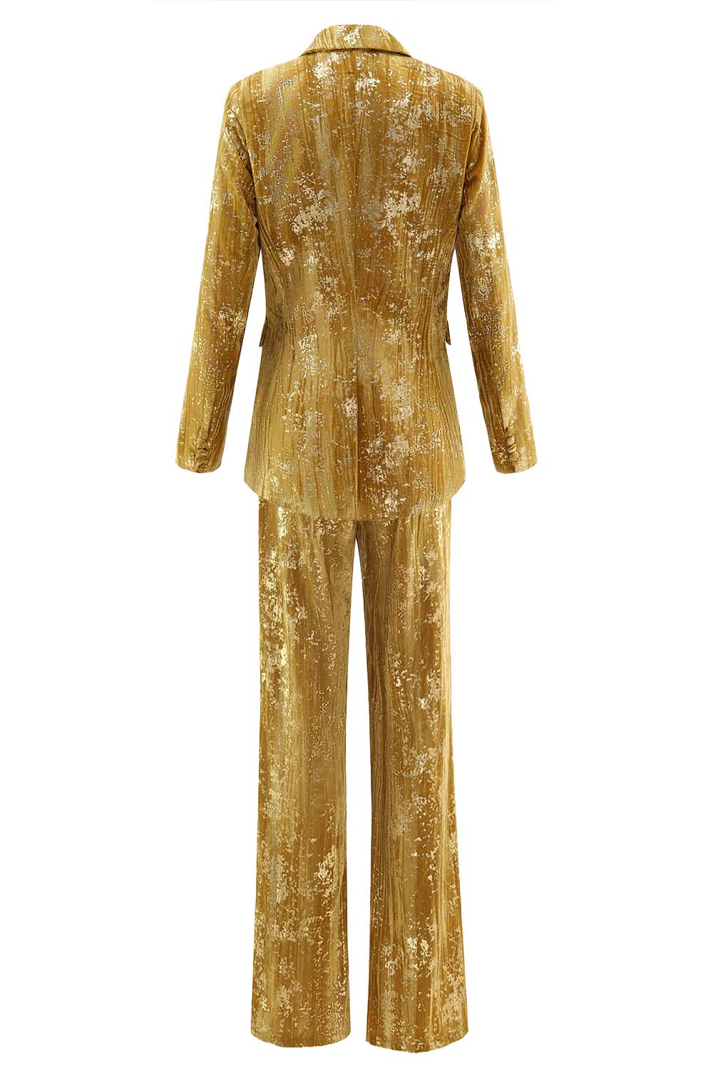 Sparkly amarelo pico lapela 2 peças mulheres ternos de baile com mangas