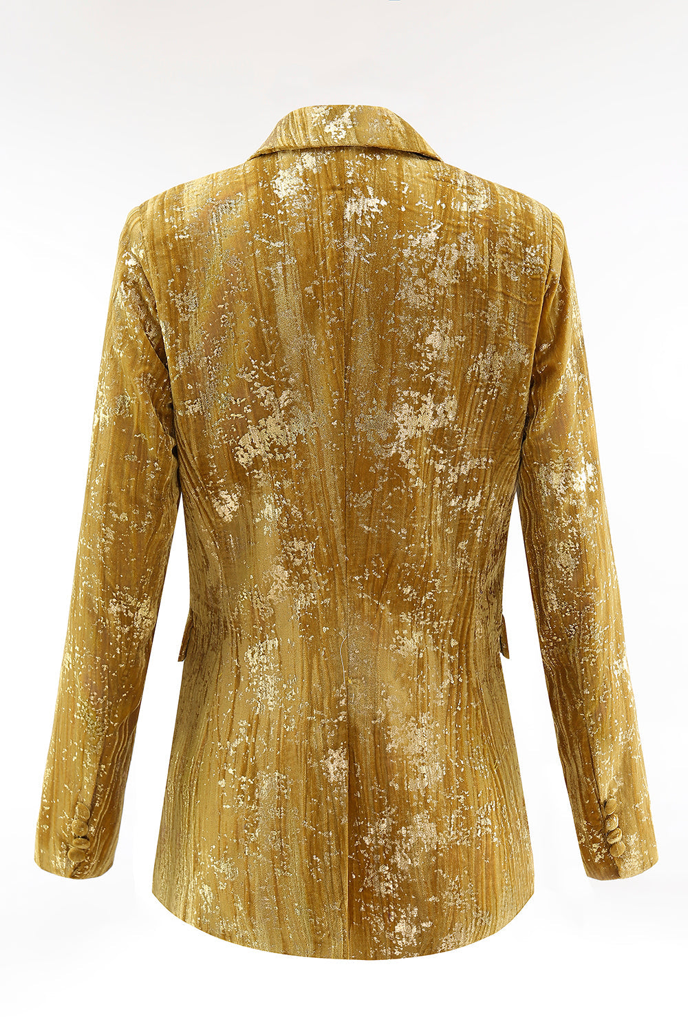 Sparkly amarelo pico lapela 2 peças mulheres ternos de baile com mangas