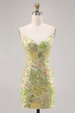 Green Sequin Backless Bodycon Homecoming Vestido