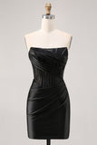 Espartilho Direto Bodycon Preto Mini Vestido Cocktail