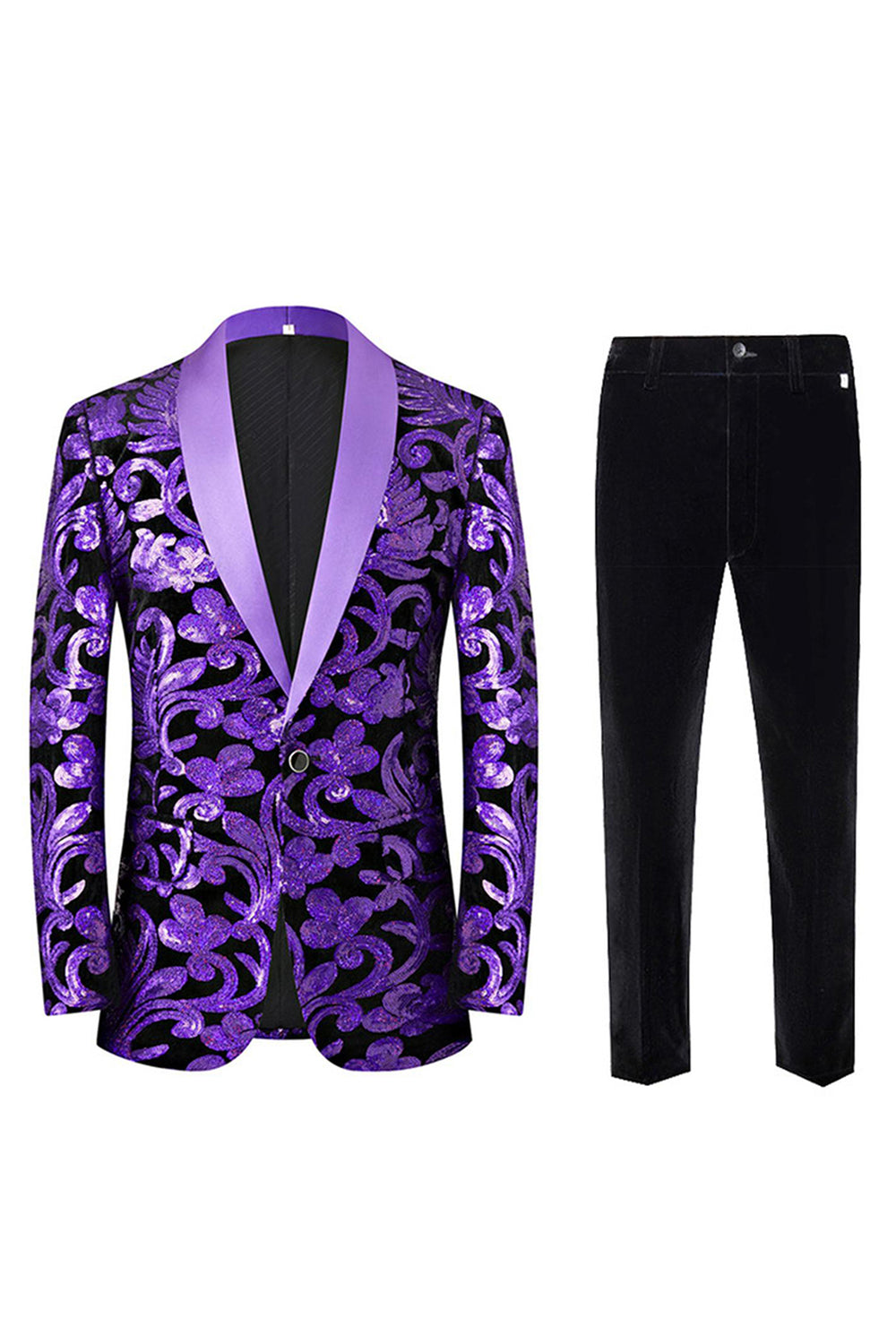 Verde 2 Peça Jacquard Xaile Lapela Homens Prom Suits