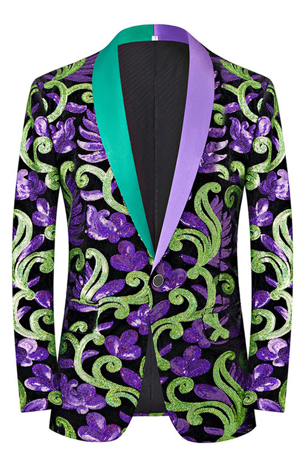 Verde 2 Peça Jacquard Xaile Lapela Homens Prom Suits