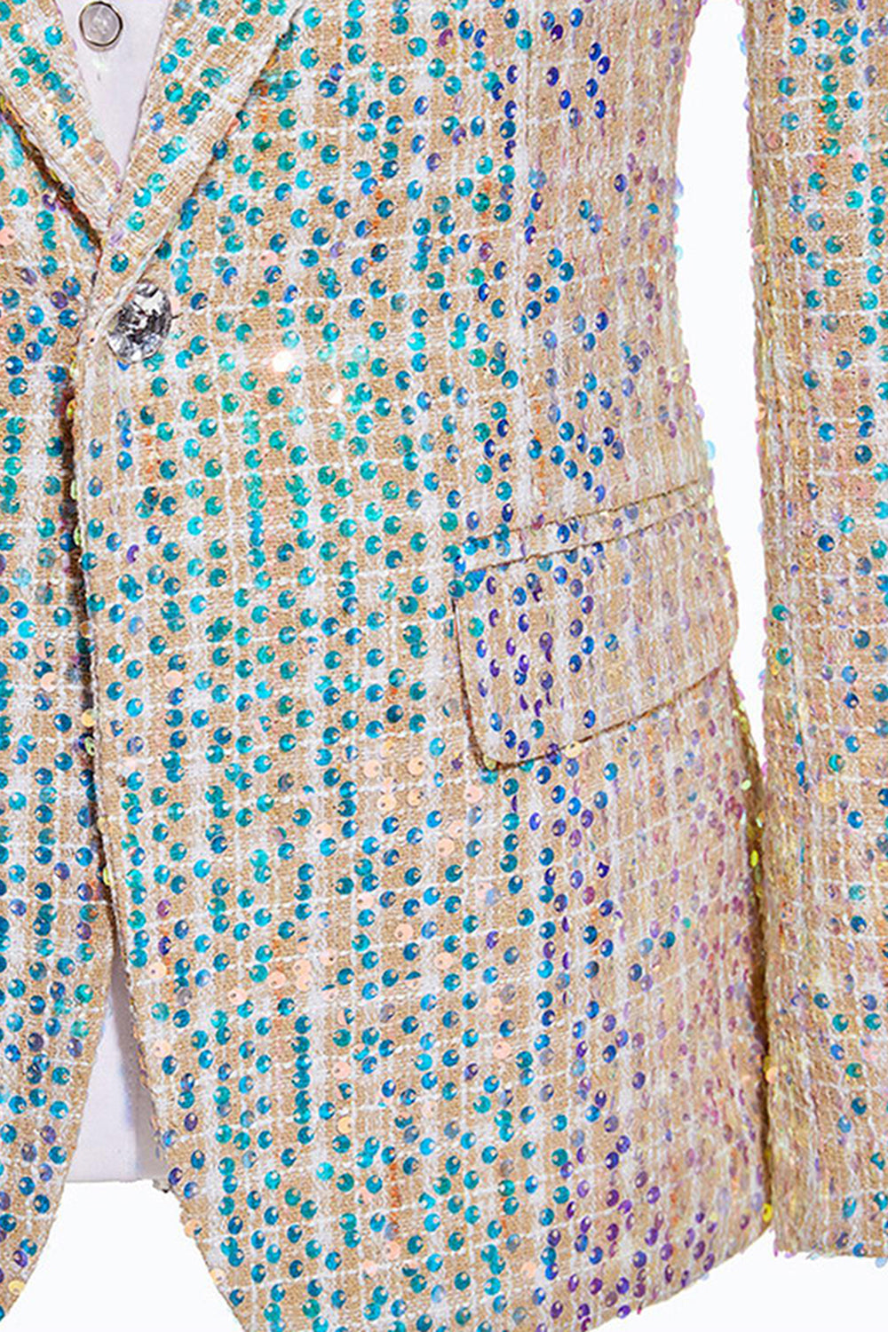 Champanhe Espumante Notched Lapela 2 Peças Homens Prom Ternos com Sequins