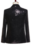 Black Sequins 2 Peça Pico Lapela Homens Prom Suits