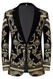Jacquard Dourado Masculino 2 Peças Notched Lapela Prom Ternos