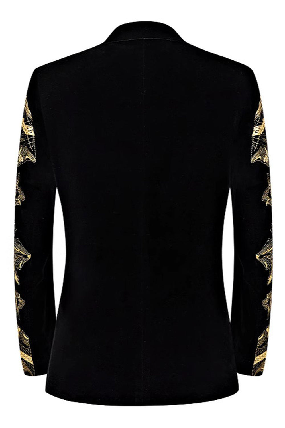 Jacquard Dourado Masculino 2 Peças Notched Lapela Prom Ternos