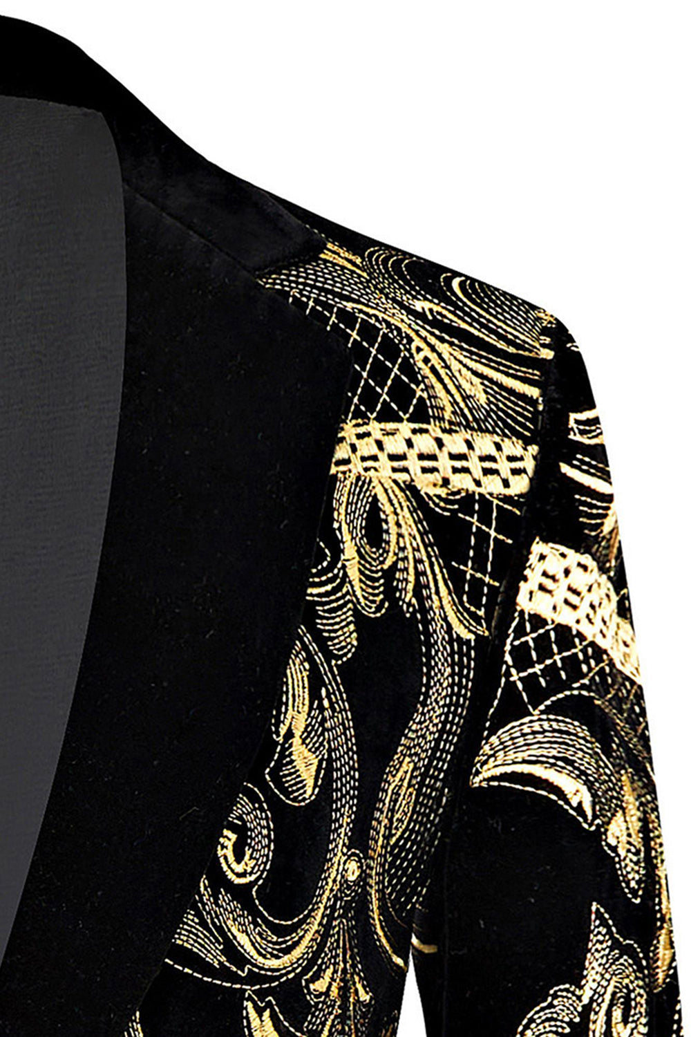 Jacquard Dourado Masculino 2 Peças Notched Lapela Prom Ternos