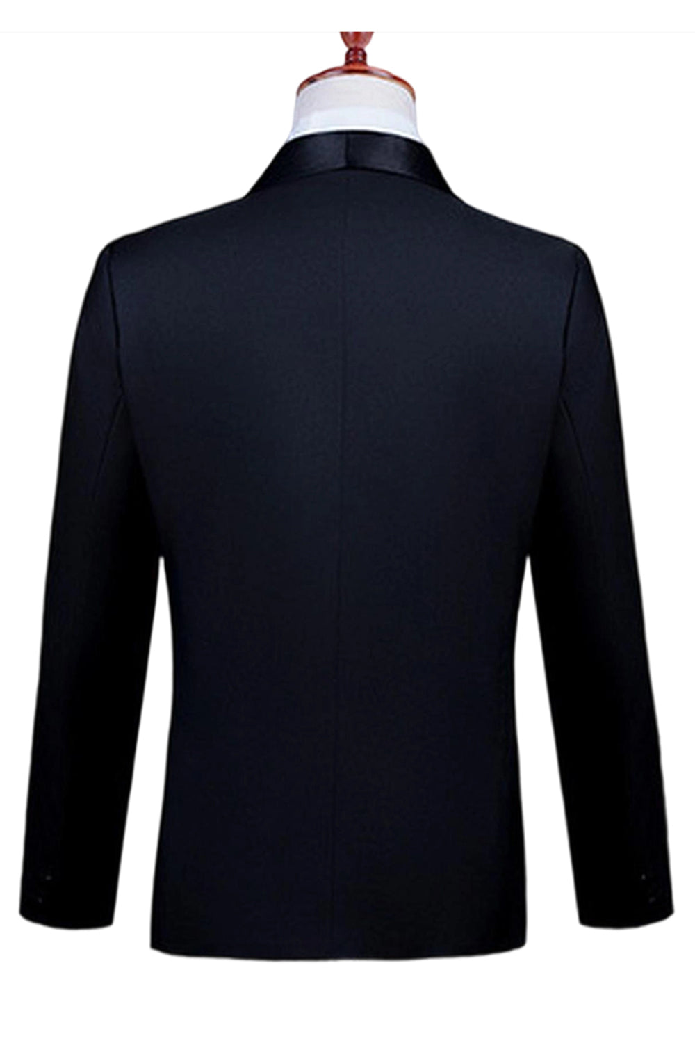 2 Piece Pico Lapela Um Botão Terno Masculino Preto com Missangas