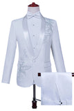 Xale Branco Lapela Slim Fit 2 Peças Terno de Baile de Formatura Masculino com Missangas