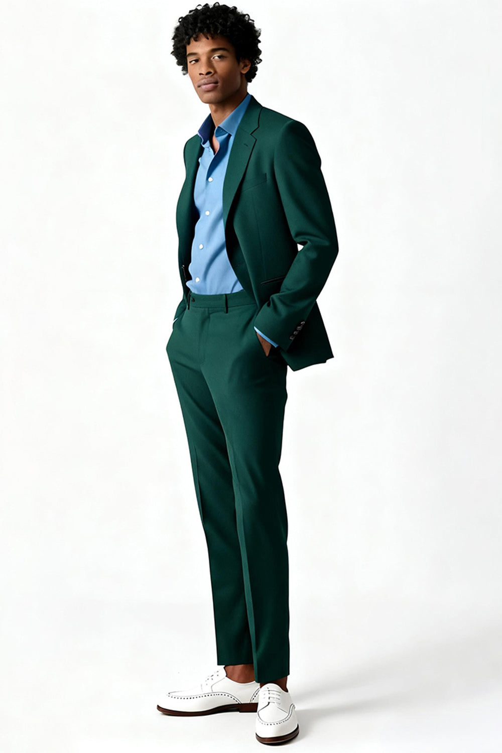 Verde Escuro Single Breasted 2 Piece Notched Lapela Ternos Masculinos