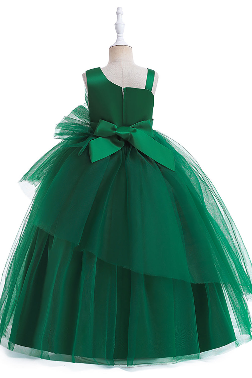 Verde escuro Uma linha sem mangas vestido de menina