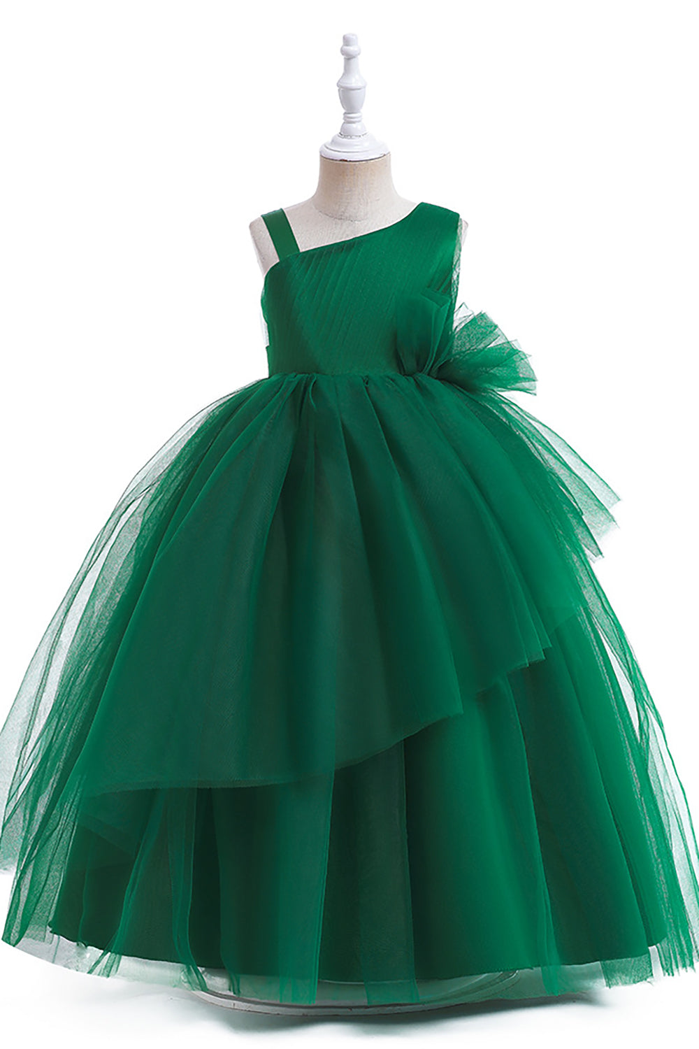 Verde escuro Uma linha sem mangas vestido de menina