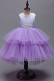 Vestido branco A-Line Tiered Flower Girl com renda