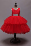 Vestido branco A-Line Tiered Flower Girl com renda