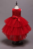 Vestido branco A-Line Tiered Flower Girl com renda