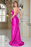 Royal Blue Sereia Espaghetti Correias Long Corset Prom Dress
