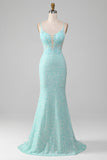 Sequins Sparkly Sereia Prom Vestido com Fenda