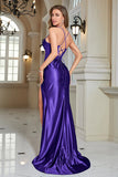 Royal Blue Sereia Espaghetti Correias Long Corset Prom Dress