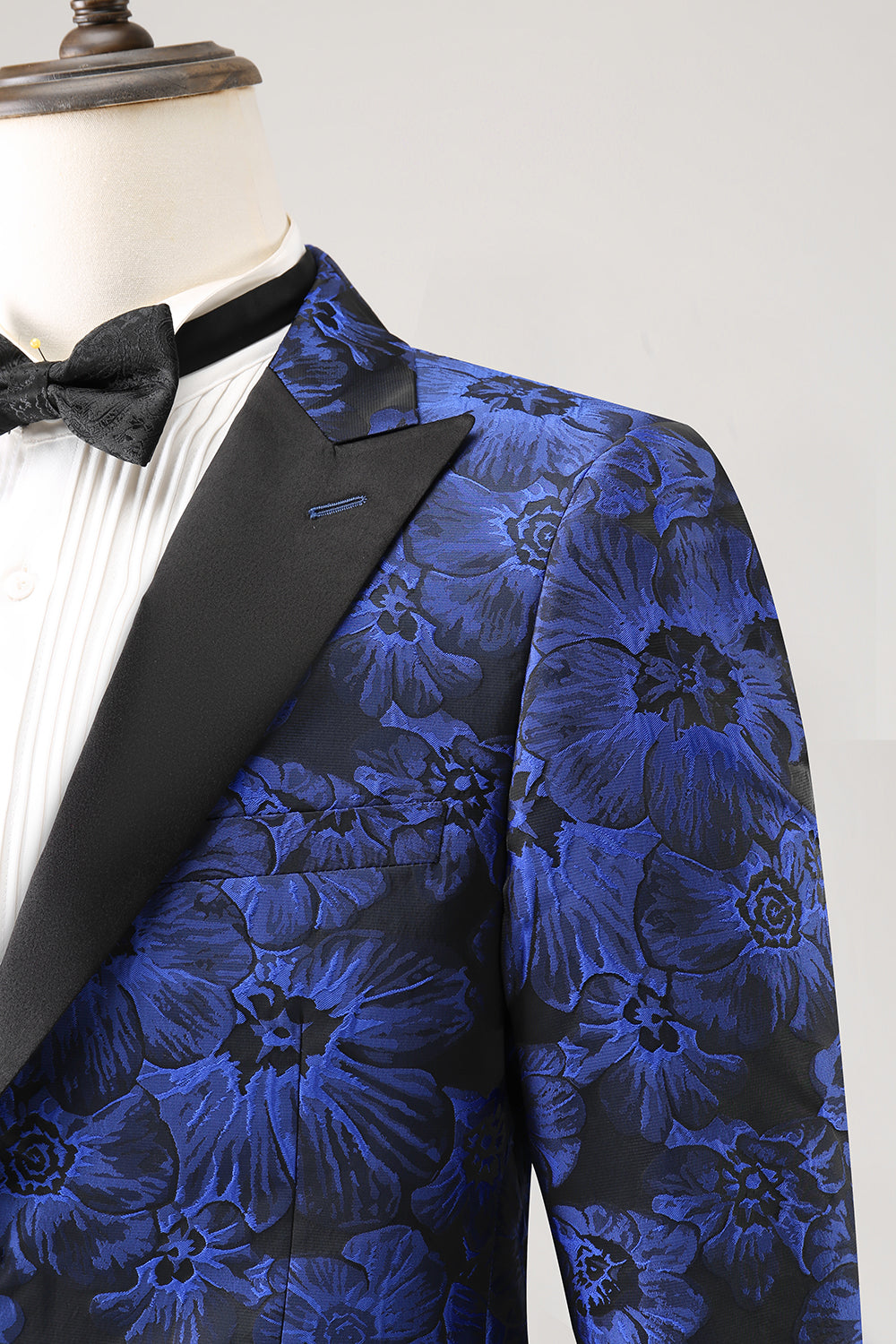 Royal Blue Jacquard Pico Lapela 2 Peças Homens Prom Suits