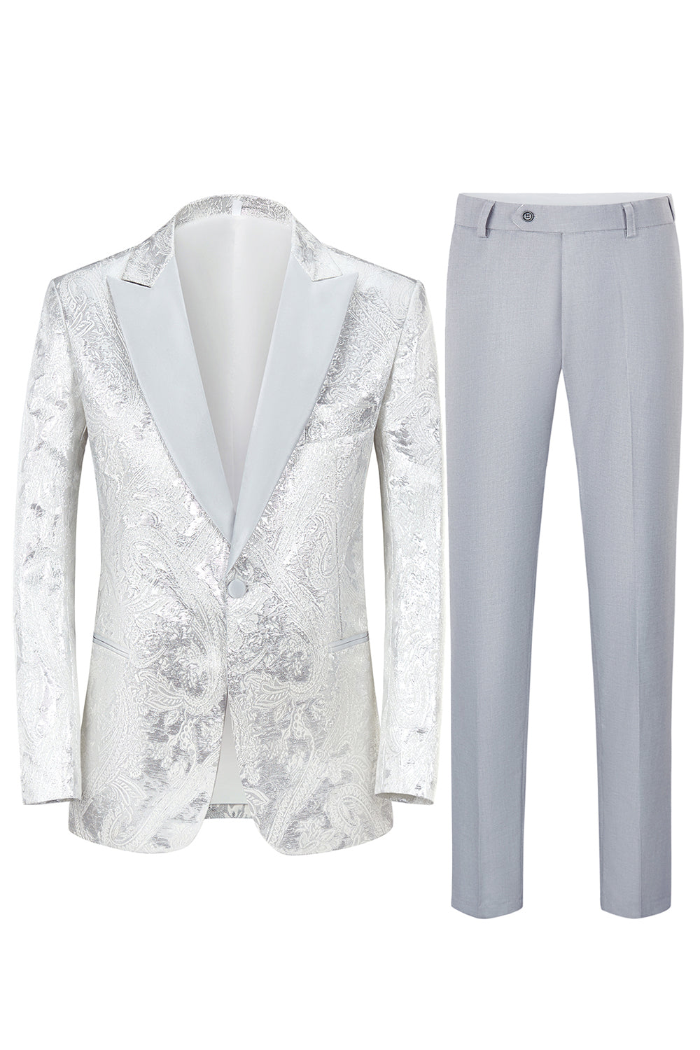 Prata Lapela de Pico 2 Peças Terno Masculino