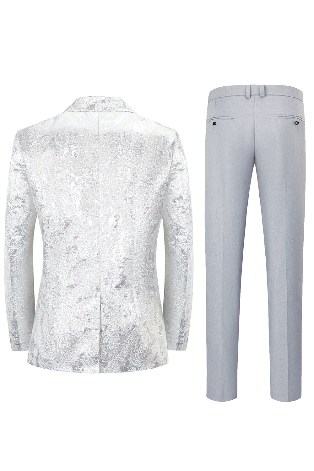 Prata Lapela de Pico 2 Peças Terno Masculino