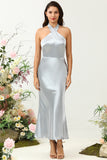 Halter Prata Vestido de Dama de Honor
