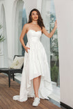 Vestido de festa de noivado assimétrico branco simples