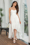 Vestido de festa de noivado assimétrico branco simples