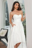 Vestido de festa de noivado assimétrico branco simples
