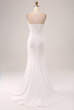 Marfim Strapless Sereia Vestido de Festa de Casamento