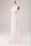 Marfim Strapless Sereia Vestido de Festa de Casamento