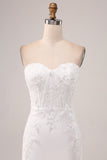 Marfim Strapless Sereia Vestido de Festa de Casamento