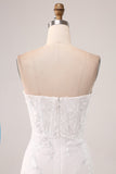 Marfim Strapless Sereia Vestido de Festa de Casamento