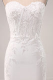 Marfim Strapless Sereia Vestido de Festa de Casamento