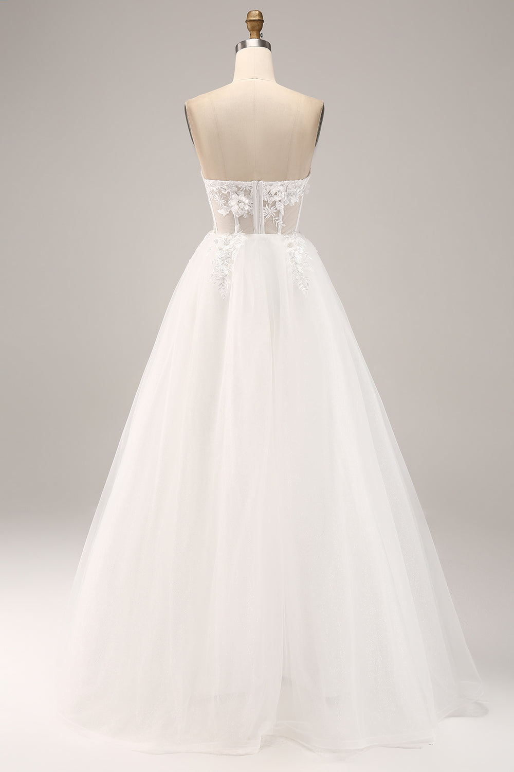 Fora do ombro tule vestido de noiva com apliques